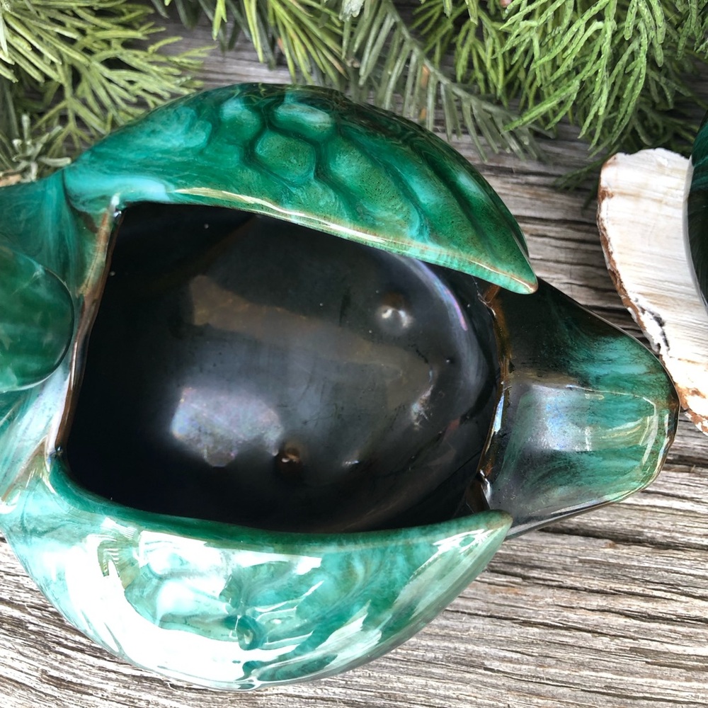 Blue Mountain pottery Swan set of 2 planters Retro blue green Vtg planter 70s 💙 - Picture 9 of 13